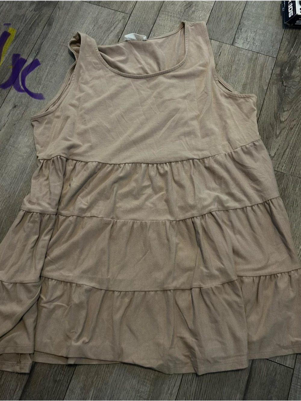 Women's Tiered Sleeveless Dress - Taupe